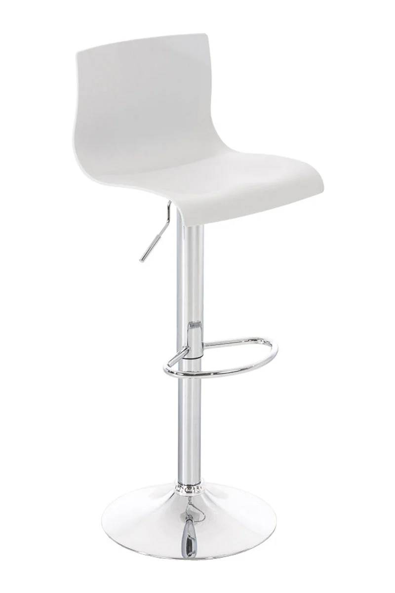 Tabouret de bar avec repose-pieds pivotant dossier incurvé en plastique blanc et métal chromé 10_0004936