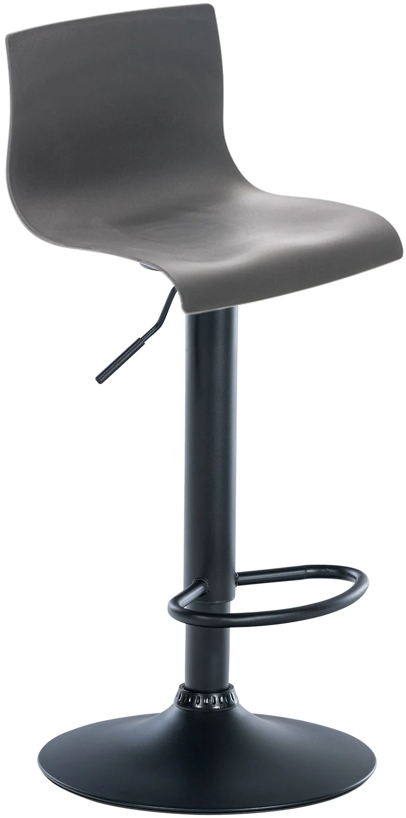 Tabouret de bar avec repose-pieds pivotant dossier incurvé en plastique gris et métal noir 10_0004934