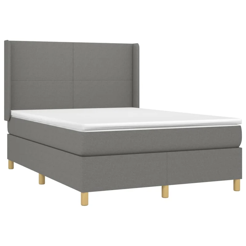 Cadre de lit LED avec sommier tête de lit matelas 140x200 cm tissu gris foncé TDL0208353