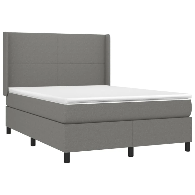 Cadre de lit LED avec sommier tête de lit matelas 140x200 cm tissu gris foncé TDL0208347