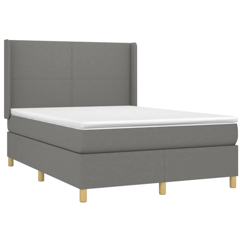 Cadre de lit LED avec sommier tête de lit matelas 140x190 cm tissu gris foncé TDL0208374