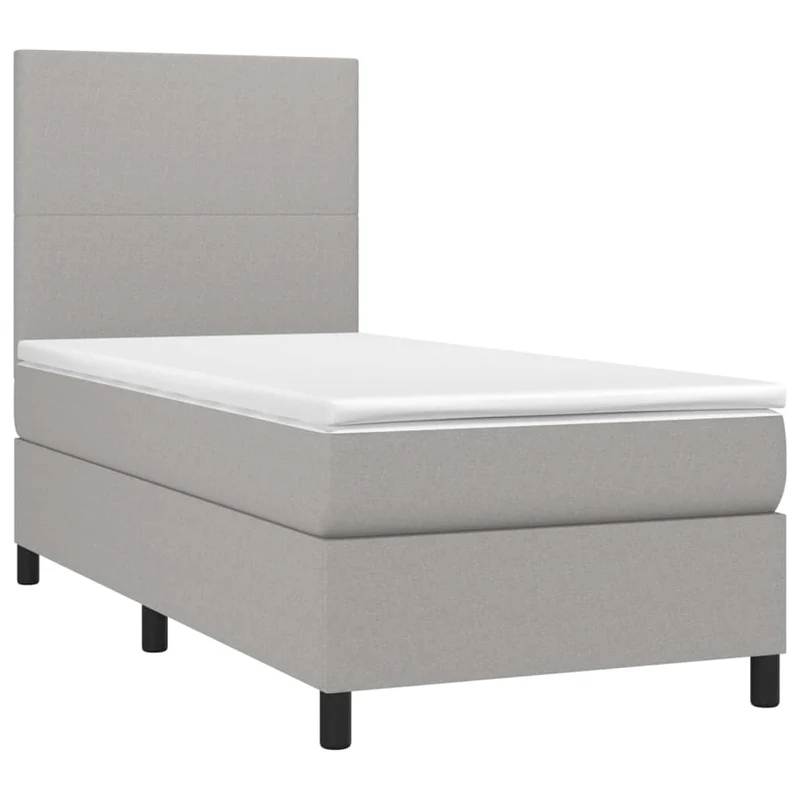 Cadre de lit LED avec sommier tête de lit matelas surmatelas 100x200 cm tissu gris clair TDL0207951