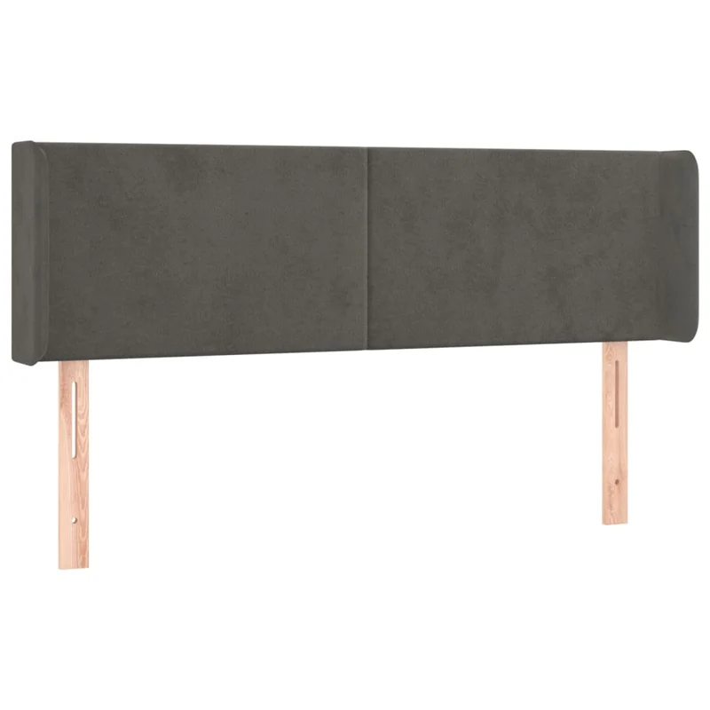 Tête de lit accessoire couchage chambre à coucher meuble à LED 147 x 16 x 78/88 cm tissu velours gris foncé TDL0201126