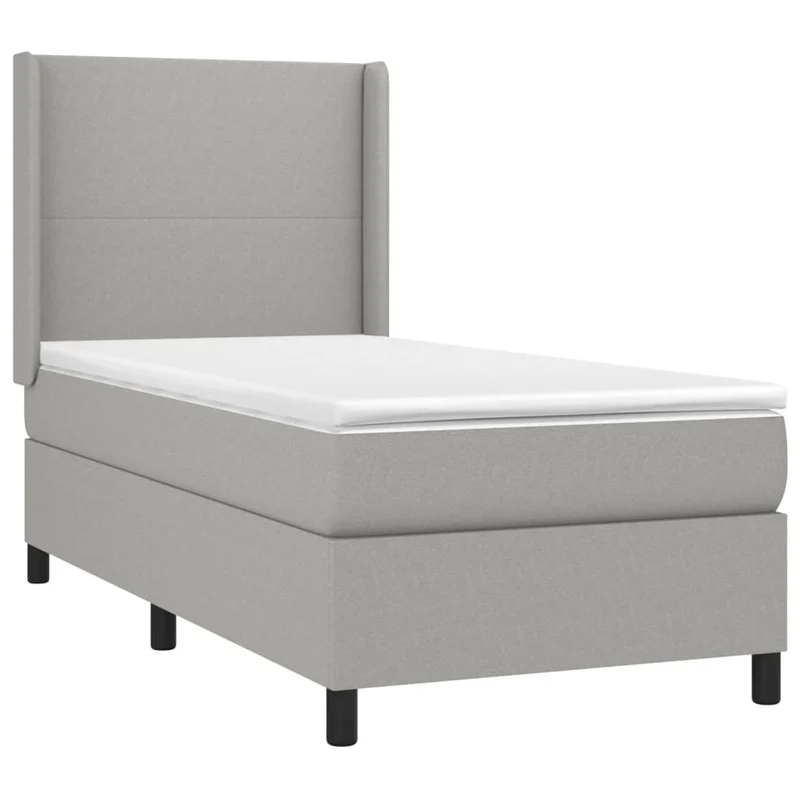 Cadre de lit LED avec sommier tête de lit matelas surmatelas 100x200 cm tissu gris clair TDL0207941