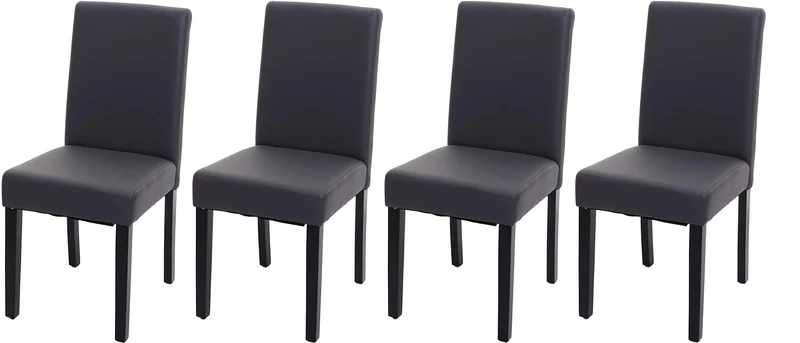 Lot de 4 chaises de salle à manger synthétique gris mat pieds foncés CDS04559