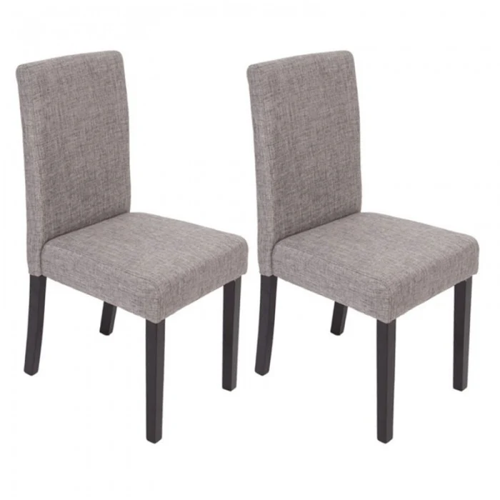 Lot de 2 chaises de salle à manger en tissu gris pieds foncés CDS04028
