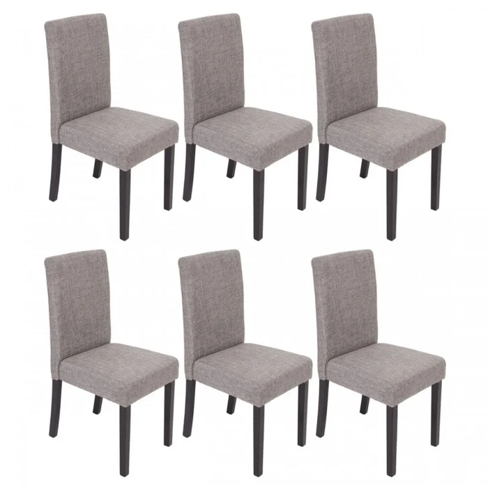 Lot de 6 chaises de salle à manger en tissu gris pieds foncés CDS04228
