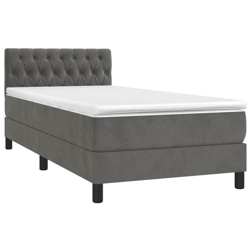 Cadre de lit LED avec sommier tête de lit matelas 90x190cm tissu velours gris foncé TDL0208264