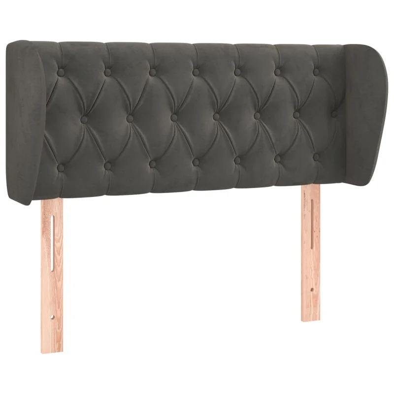 Tête de lit accessoire couchage chambre à coucher meuble capitonné avec rebord latéral 93 x 23 x 78/88 cm tissu velours gris foncé TDL0204840