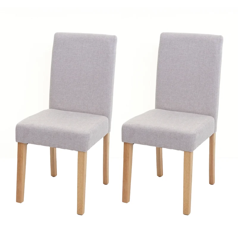 Lot de 2 chaises de salle à manger en tissu gris pieds en bois massif laqué clairs CDS04461