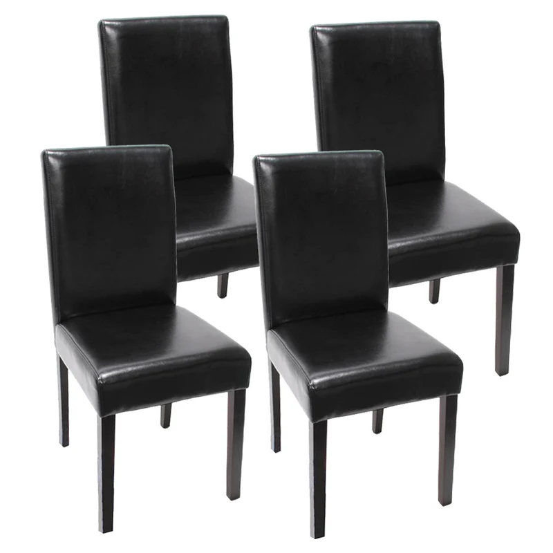 Lot de 4 chaises de salle à manger synthétique noir pieds foncés CDS04146