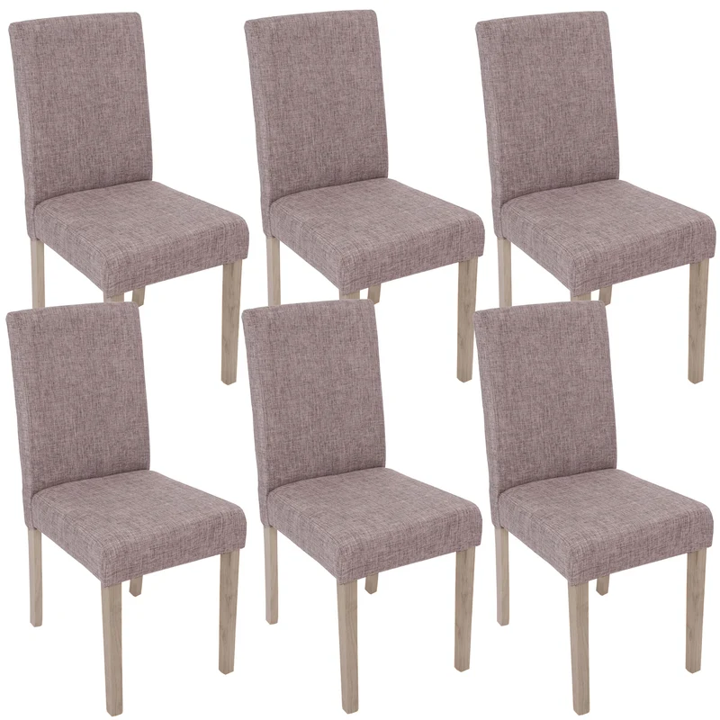 Lot de 6 chaises de salle à manger cuisine en tissu gris pieds en bois clair 04_0000894