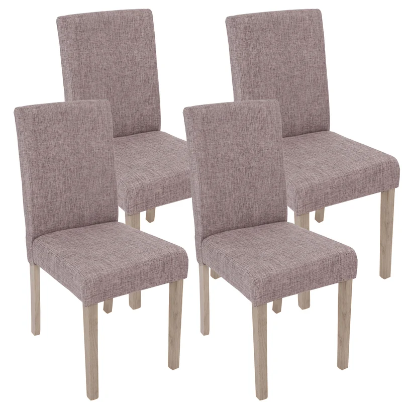 Lot de 4 chaises de salle à manger cuisine en tissu gris pieds en bois clair 04_0000599