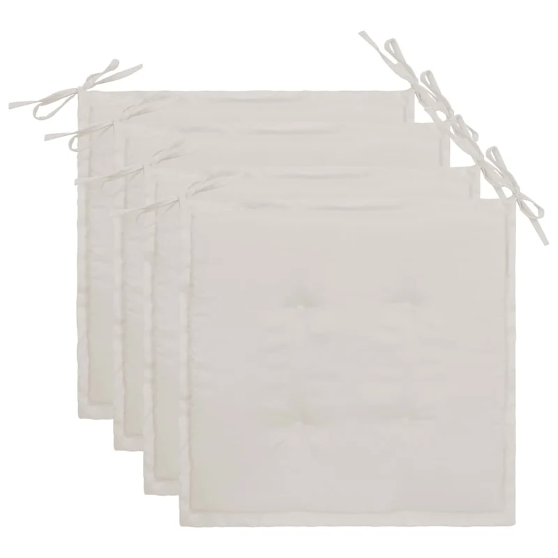 lot de 4 coussins de chaise de jardin 100% polyester imperméable crème 40x40x3 cm DEC021718