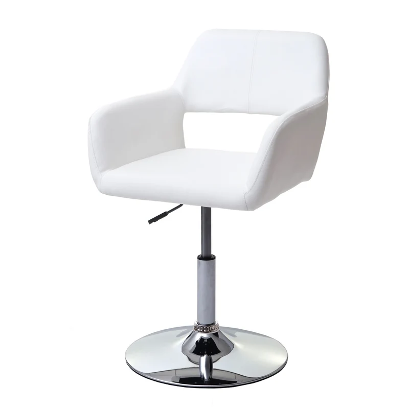 Chaise de salle à manger bureau design rétro synthétique blanc pied chrome 04_0002165