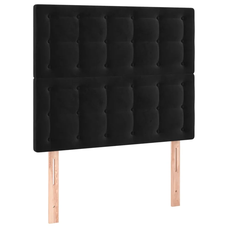Tête de lit accessoire couchage chambre à coucher meuble à LED 90 x 5 x 118/128 cm tissu velours noir TDL0200540