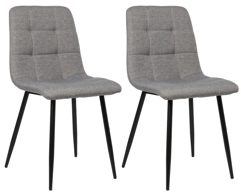 Lot de 2 chaises de salle à manger en tissu gris pieds métal noir mat style moderne CDS101105