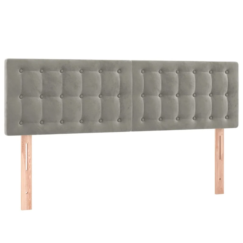 Tête de lit accessoire couchage chambre à coucher meuble capitonné 2 parties 72 x 5 x 78/88 cm tissu velours gris clair TDL0206429