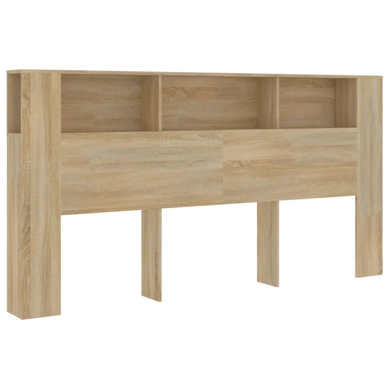 Tête de lit avec rangement accessoire de lit table de chevet étagère 200 x 18,5 x 104,5 cm MDF couleur chêne TDL0200045