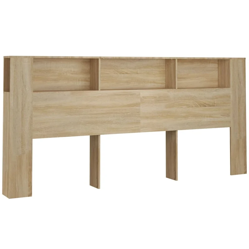 Tête de lit avec rangement accessoire de lit table de chevet étagère 220 x 18,5 x 104,5 cm MDF couleur chêne TDL0200043