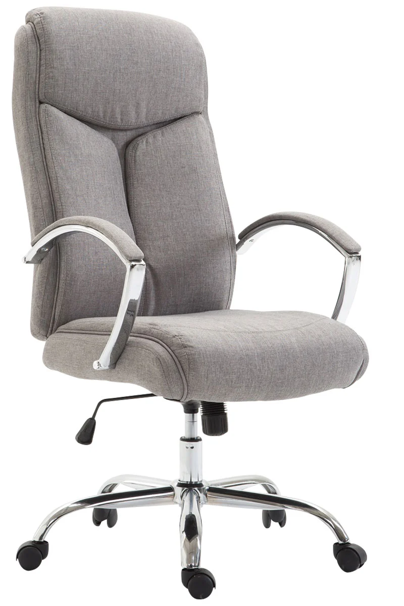 Fauteuil de bureau XL mécanisme d'inclinaison pivotant en tissu gris et métal chromé 10_0002709