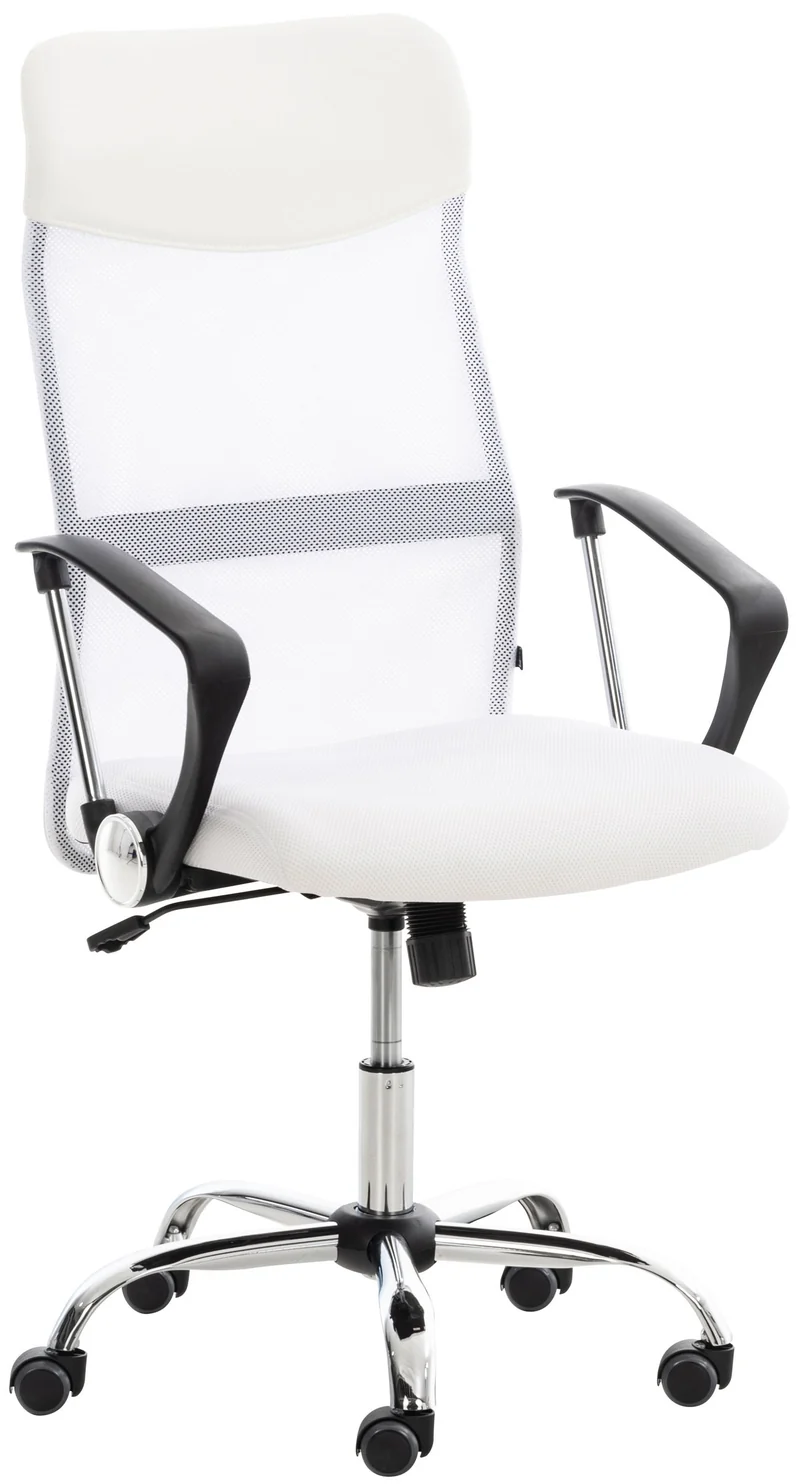Fauteuil de bureau sur roulettes mécanisme de bascule revêtue d'une maille blanche 10_0002713