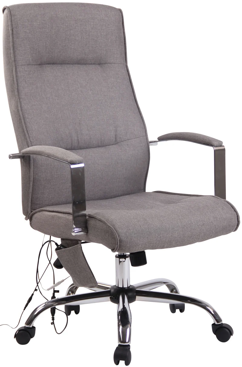 Fauteuil de bureau sur roulettes fonction massage mécanisme de balance en tissu gris 10_0002611
