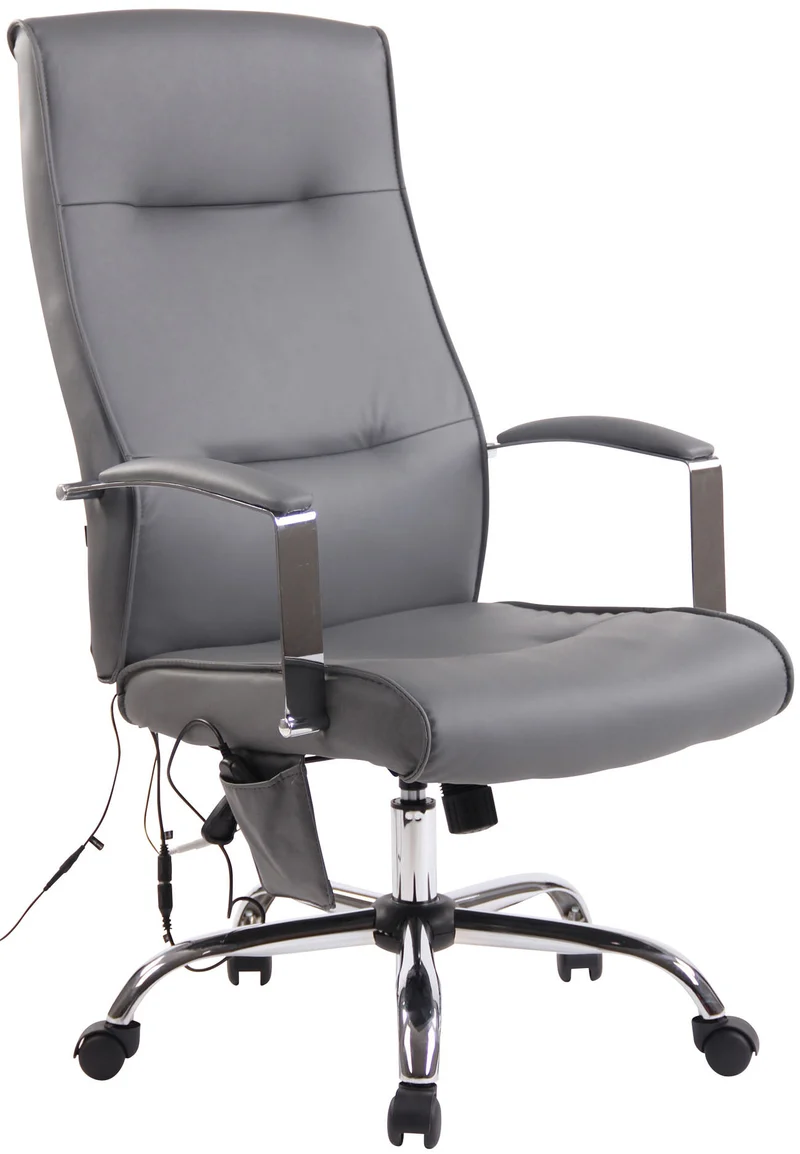 Fauteuil de bureau sur roulettes fonction massage mécanisme de balance en PVC gris 10_0002606