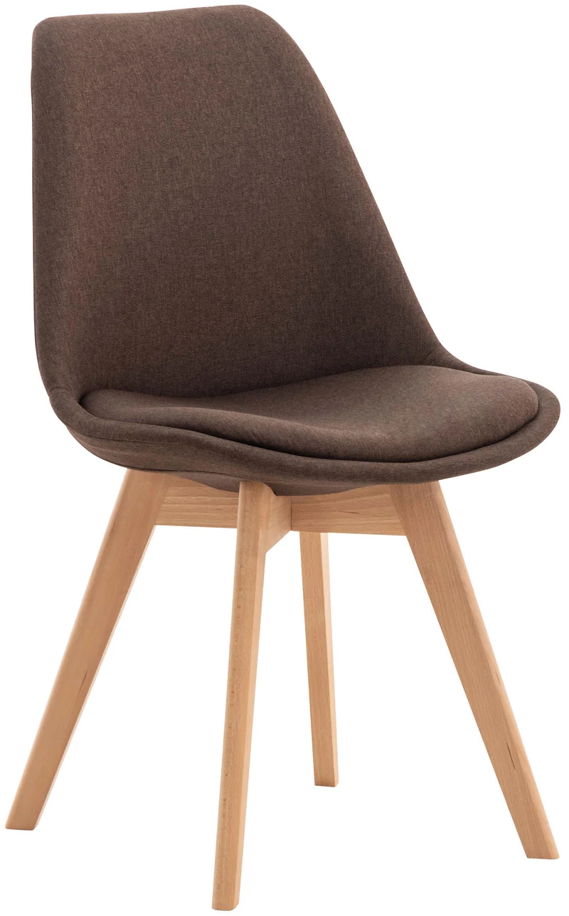 Chaise de salle à manger x1 design scandinave en tissu marron et pieds en bois clair 10_0002289
