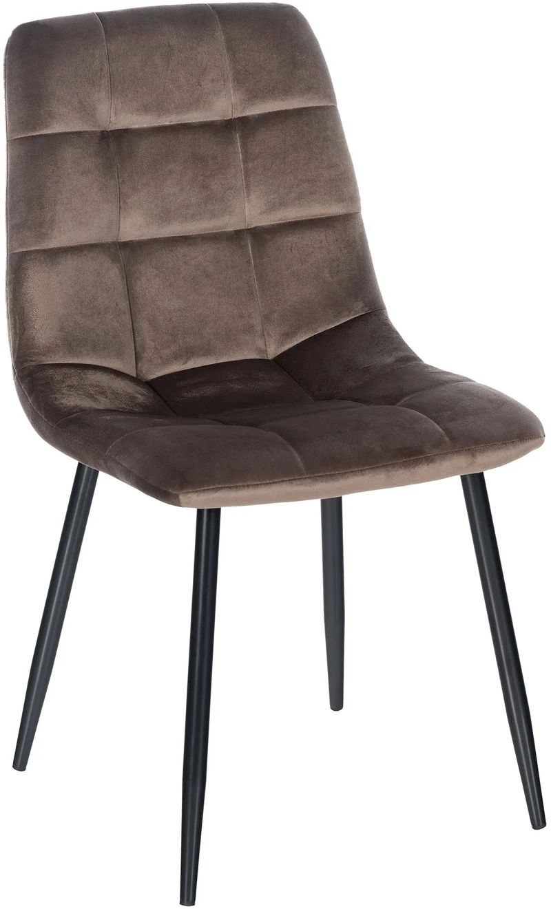 Chaise de salle à manger x1 coutures décoratives carrées en tissu velours marron et métal noir 10_0002130