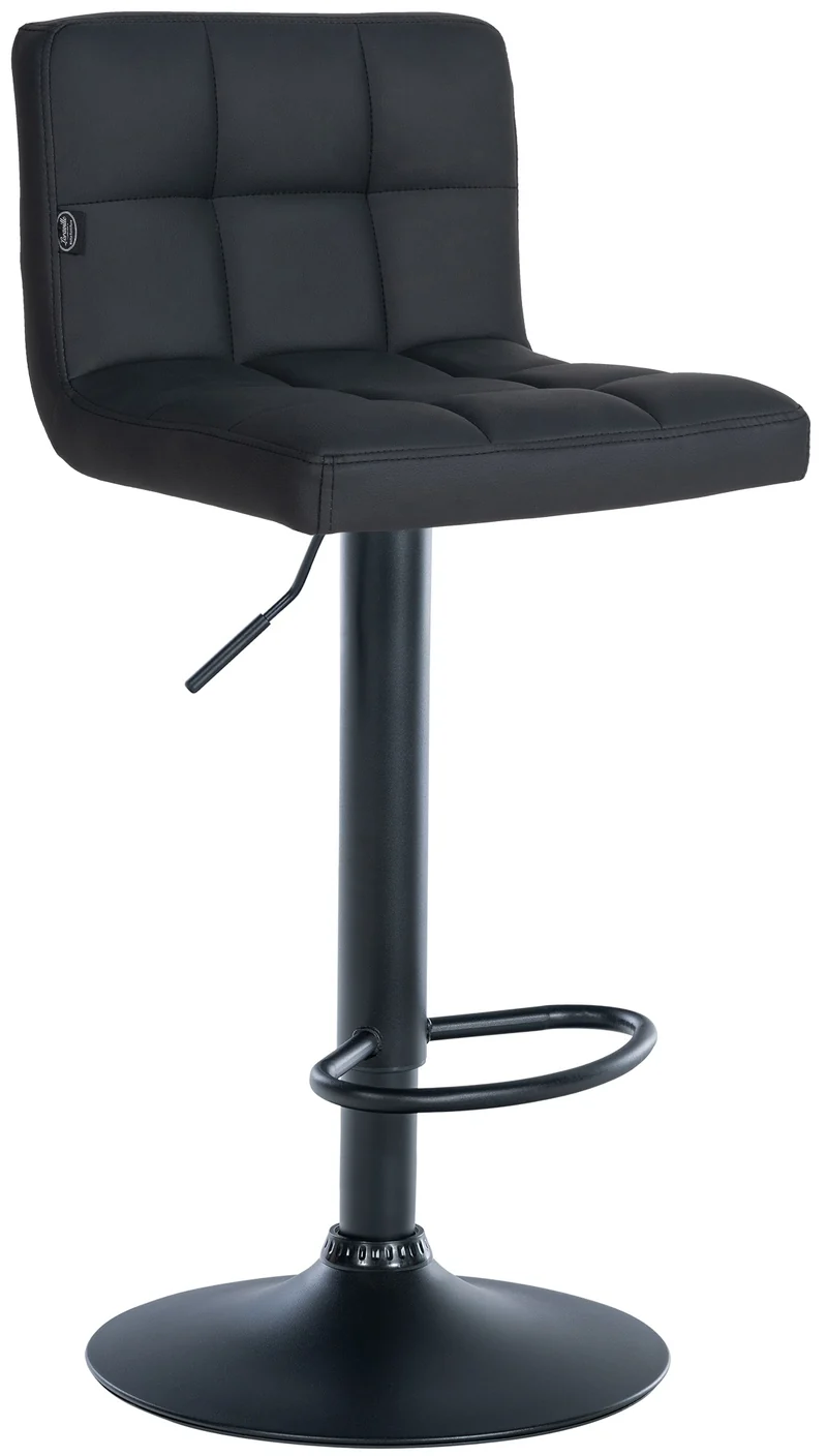 Tabouret de bar chaise haute de bar pied trompette métal noir siège synthétique noir TDB10613