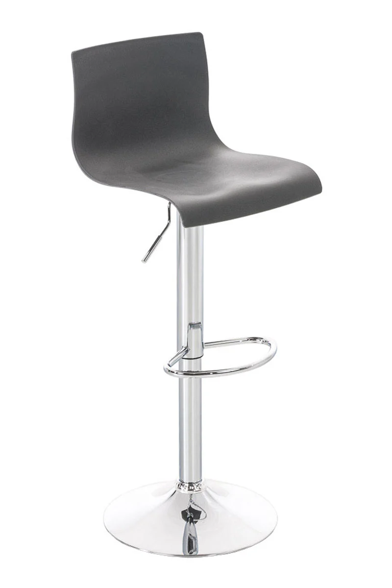 Tabouret de bar avec repose-pieds plastique gris piètement trompette 10_0001331