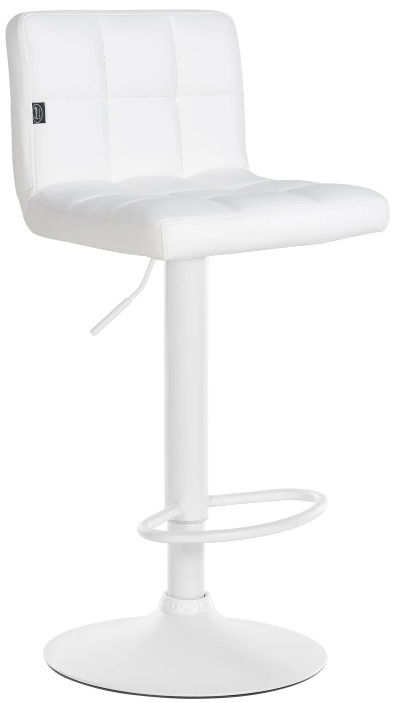 Tabouret de bar chaise haute de bar pied trompette métal blanc siège synthétique blanc TDB10614