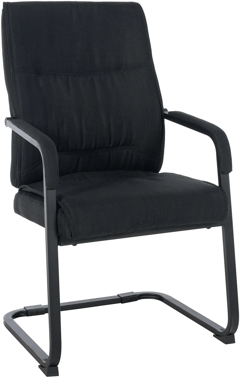 Chaise de visiteur XXL sans roulettes confortable et design en tissu noir BUR10699