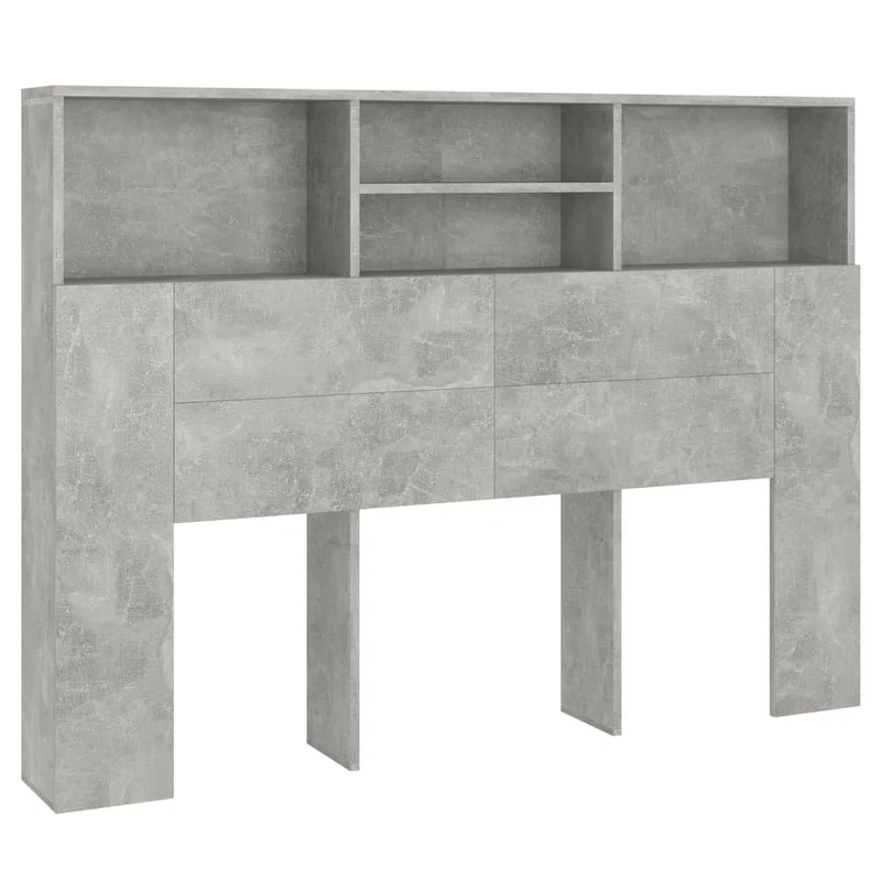 Tête de lit avec rangement accessoire de lit table de chevet étagère 140 x 19 x 103,5 cm MDF gris TDL0200037