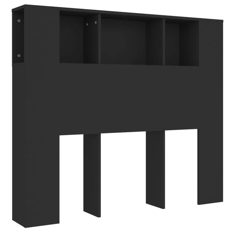 Tête de lit avec rangement accessoire de lit table de chevet étagère 120 x 18,5 x 104,5 cm MDF noir TDL0200026