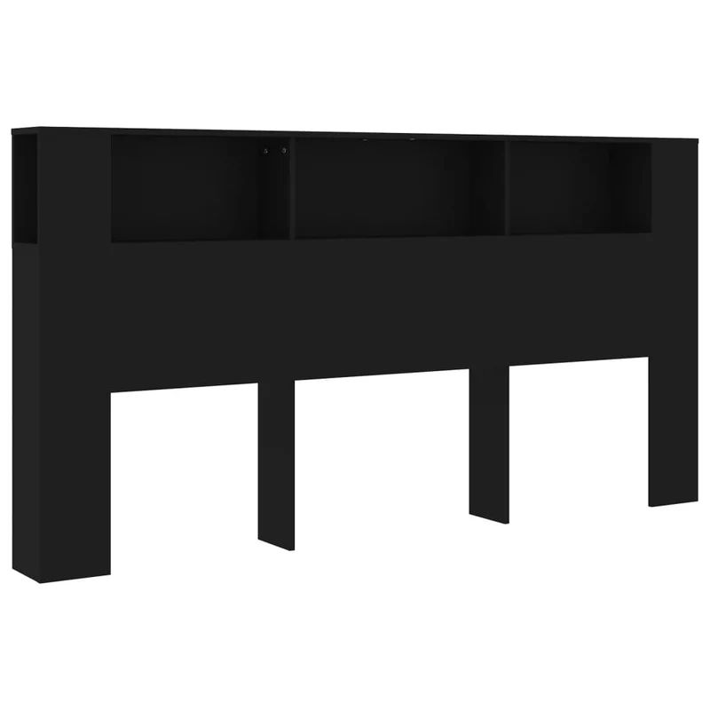 Tête de lit avec rangement accessoire de lit table de chevet étagère 200 x 18,5 x 104,5 cm MDF noir TDL0200018