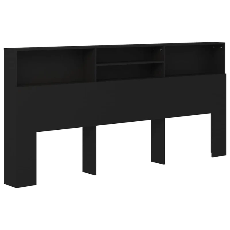 Tête de lit avec rangement accessoire de lit table de chevet étagère 220 x 19 x 103,5 cm MDF noir TDL0200015