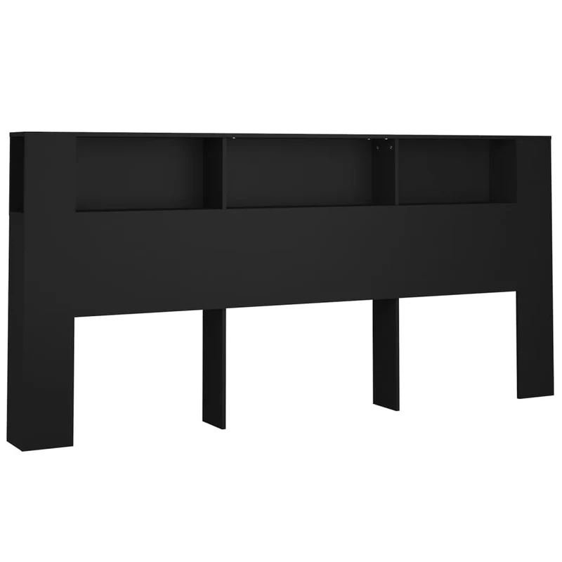 Tête de lit avec rangement accessoire de lit table de chevet étagère 220 x 18,5 x 104,5 cm MDF noir TDL0200016