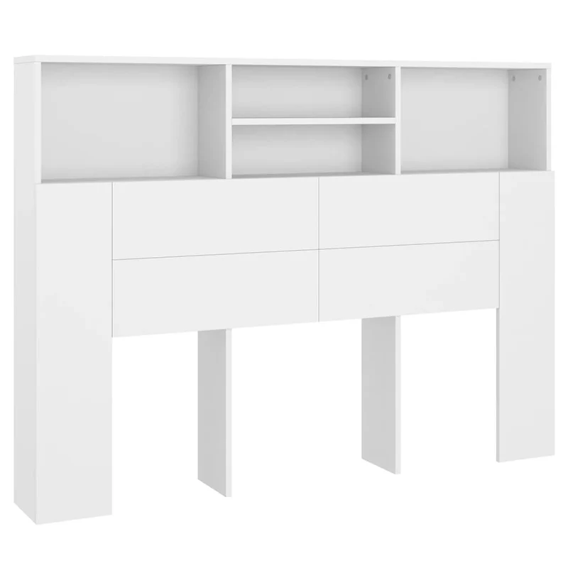 Tête de lit avec rangement accessoire de lit table de chevet étagère 140 x 19 x 103,5 cm MDF blanc TDL0200107