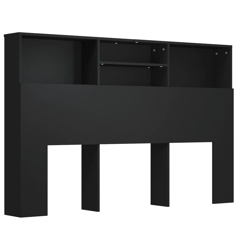 Tête de lit avec rangement accessoire de lit table de chevet étagère 160 x 19 x 103,5 cm MDF noir TDL0200021