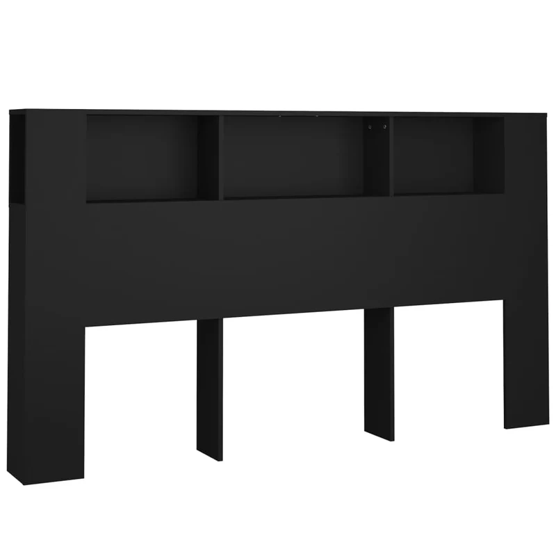 Tête de lit avec rangement accessoire de lit table de chevet étagère 180 x 18,5 x 104,5 cm MDF noir TDL0200020