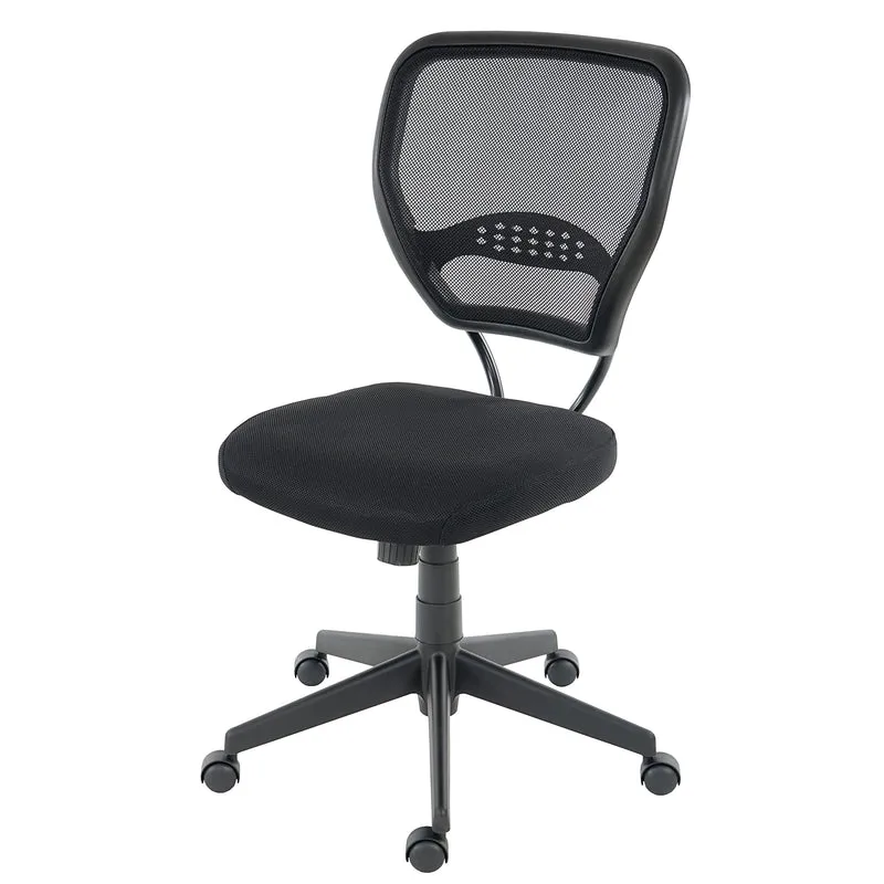 Fauteuil chaise de bureau sur roulettes pivotante en tissu mesh noir sans accoudoirs 04_0001913