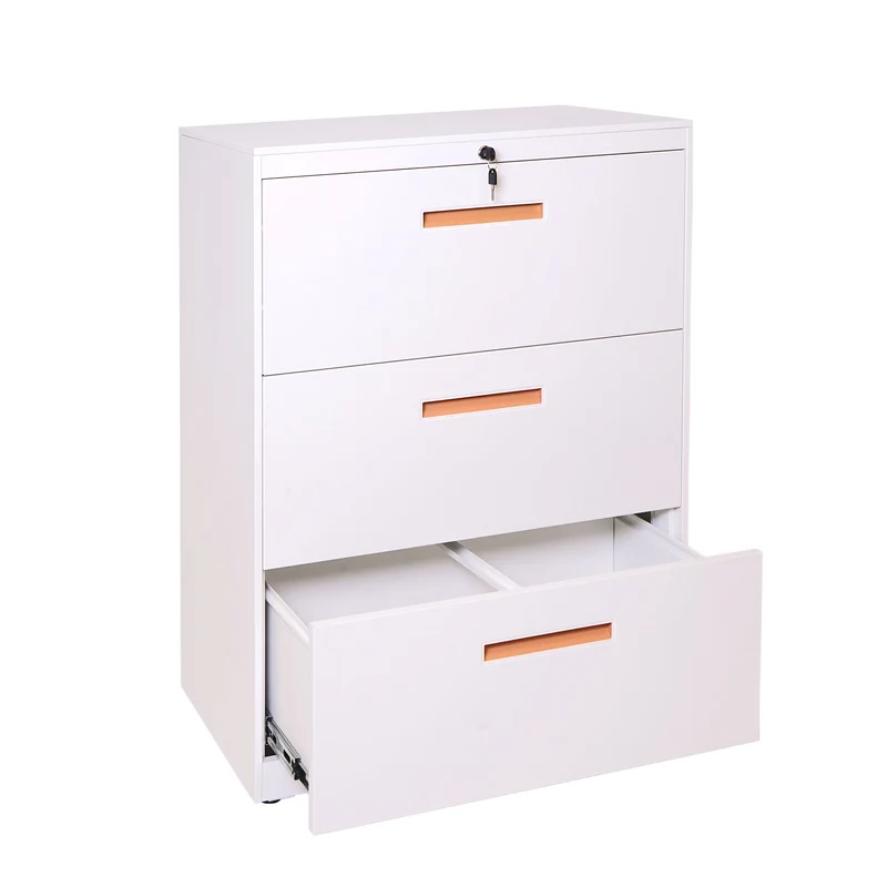 Armoire de bureau rangement en acier A4 tiroirs verrouillable 103x76x46cm blanc 04_0001030