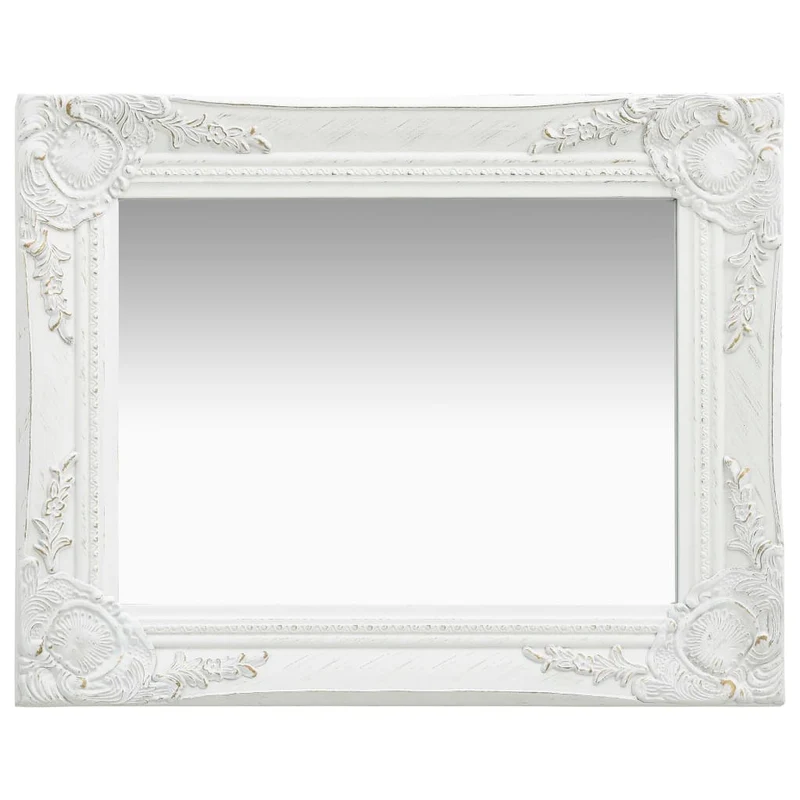 Miroir mural rectangulaire style baroque 50x40 cm Blanc DEC022850