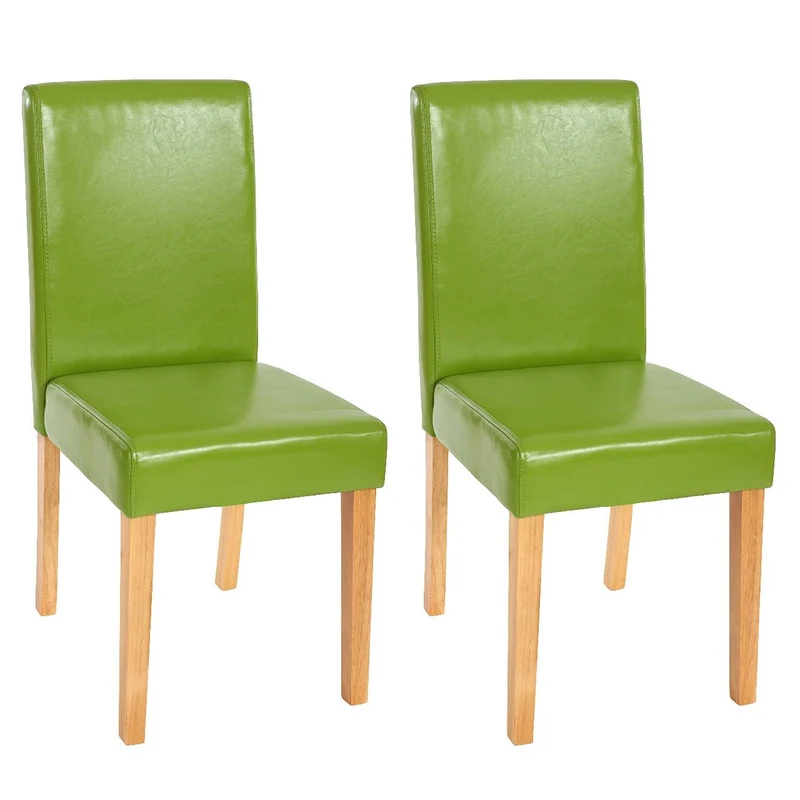 Lot de 2 chaises de salle à manger synthétique vert pieds clairs CDS04031