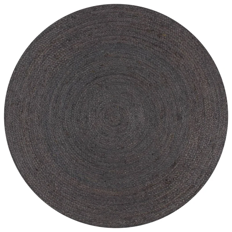 Tapis fait à la main Jute Rond 90 cm Gris foncé DEC023460