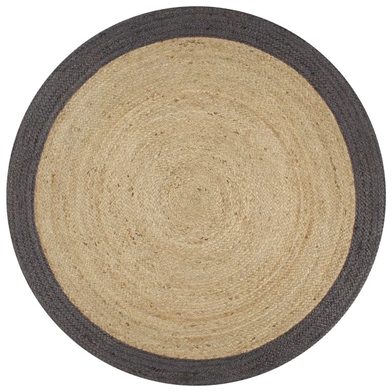 Tapis fait à la main Jute avec bord gris foncé 150 cm DEC023474