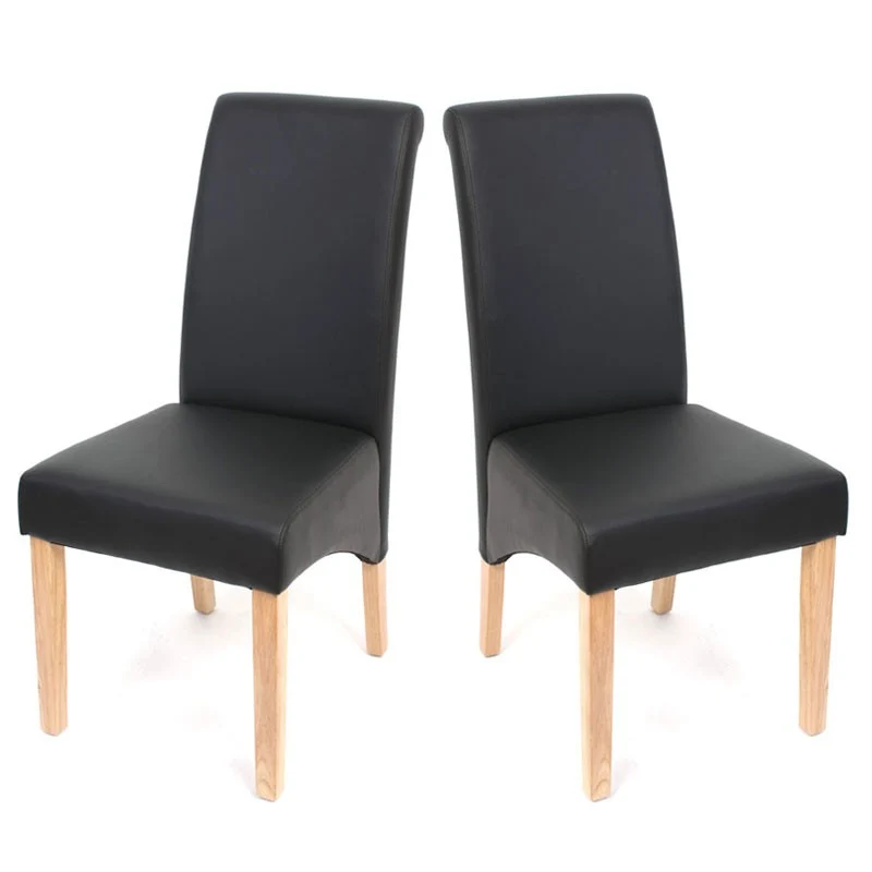 Set de 2 chaises de salle à manger en synthétique noir mat pieds clairs CDS04023
