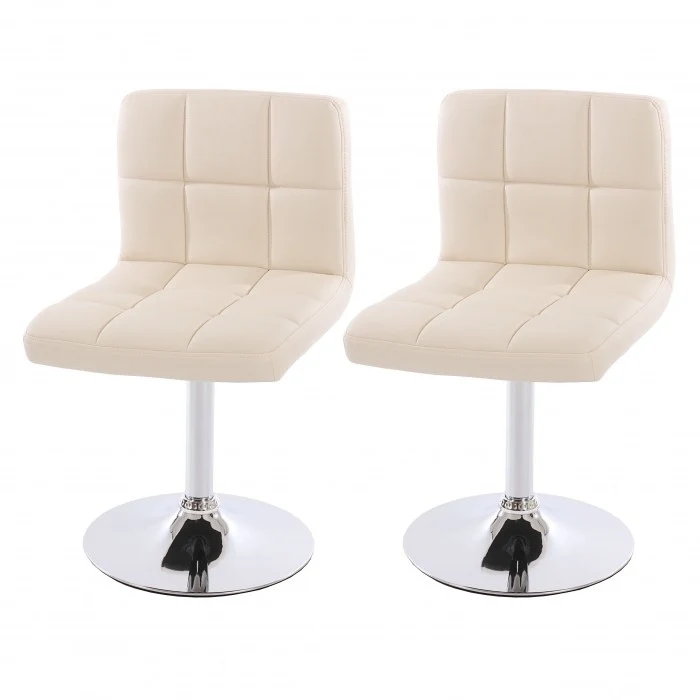 Lot de 2 chaises fauteuils de salle à manger en synthétique crème CDS04066